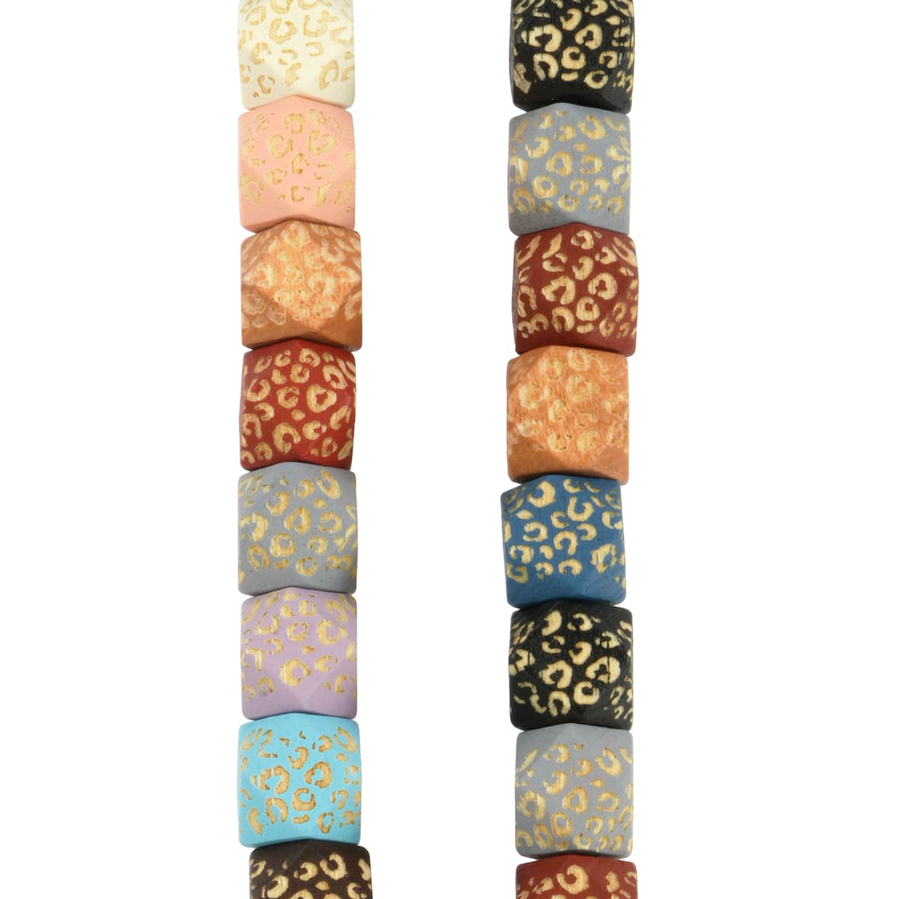 6 Packs: 30 ct. (180 total) Multicolored Cheetah Print Wood Cube Beads, 12.5mm by Bead Landing™